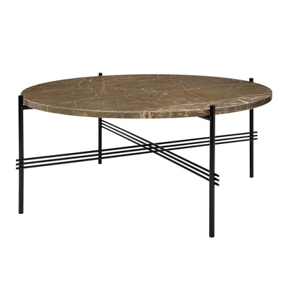 TS Coffee Table Round Ø80 Polished Steel/Black Marquina Marble