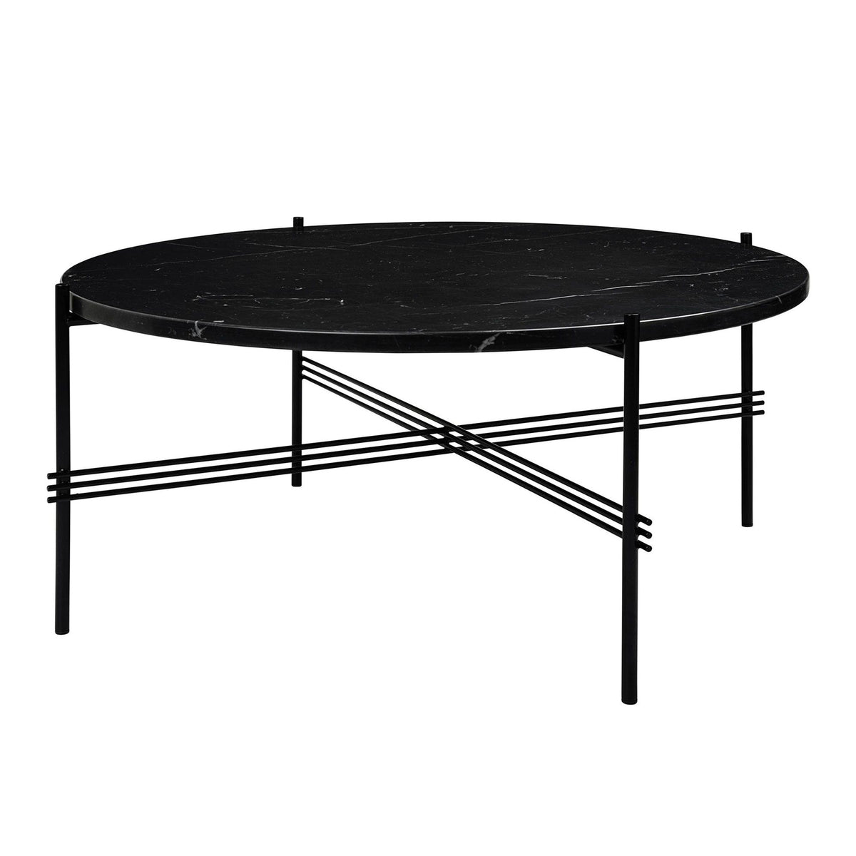 TS Coffee Table Round Ø80 Black/ Gray Emperador Marble