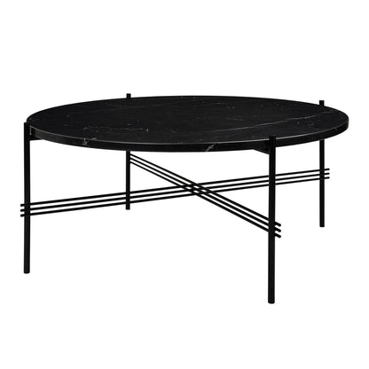 TS Coffee Table Round Ø80 Black/ Brown Emperador Marble