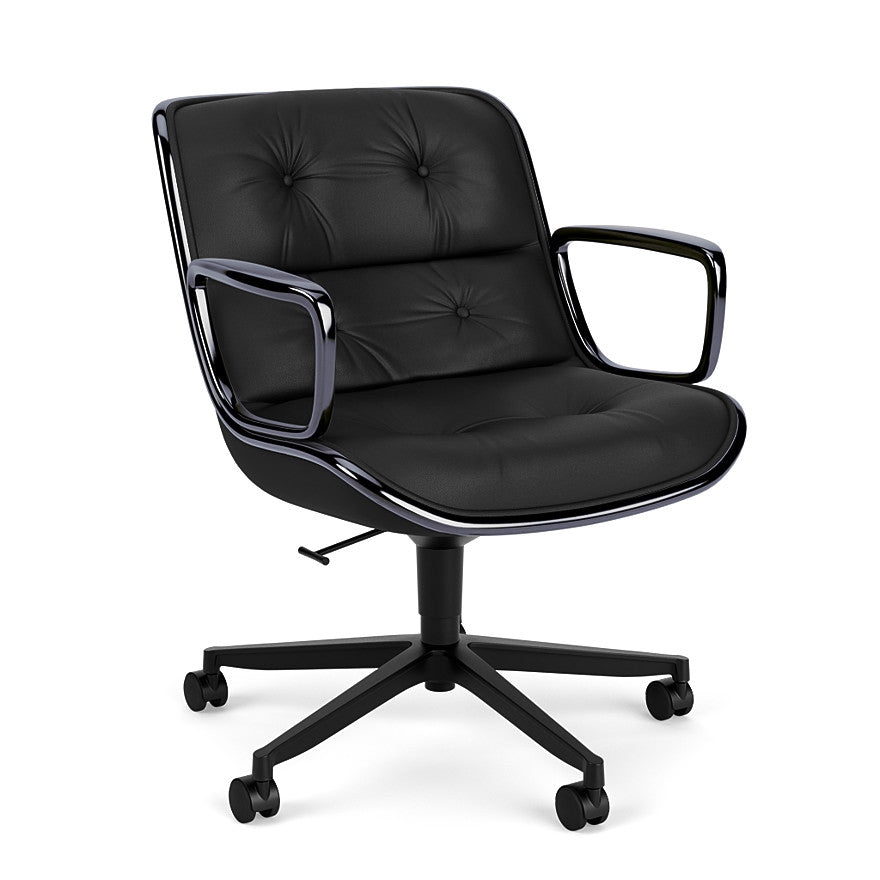 POLLOCK - Leather office armchair with 5-Spoke base