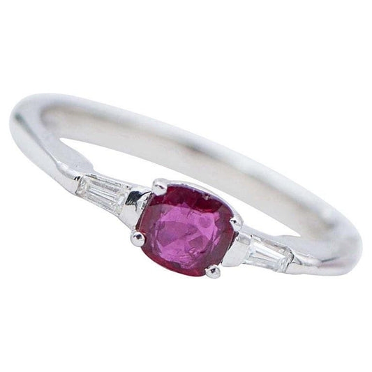 14 Karat White Gold Ruby Diamonds Ring