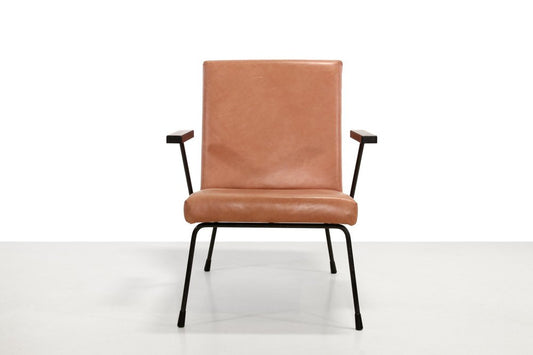 1407 Armchair in Cognac Brown Leather by Wim Rietveld and Cordemeyer for Gispen, 1960s