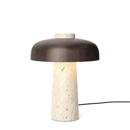 Audo Reverse Table Lamp Travertine & Bronzed Brass