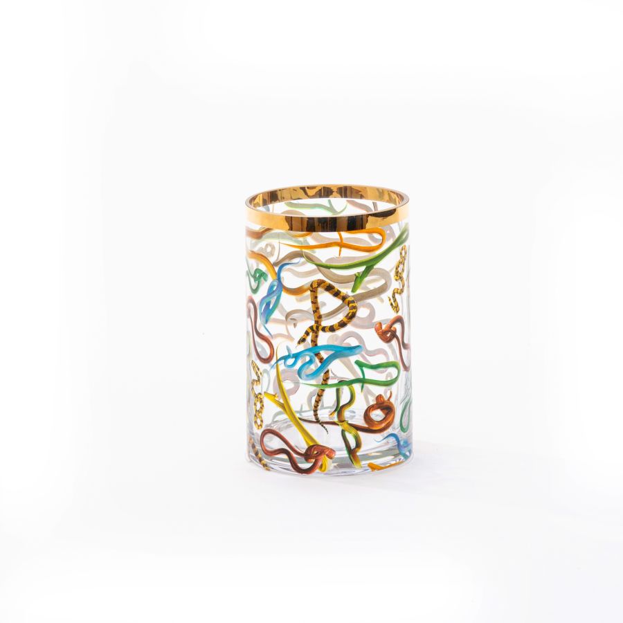 small Cylindrical Glass Vase Snakes by Seletti