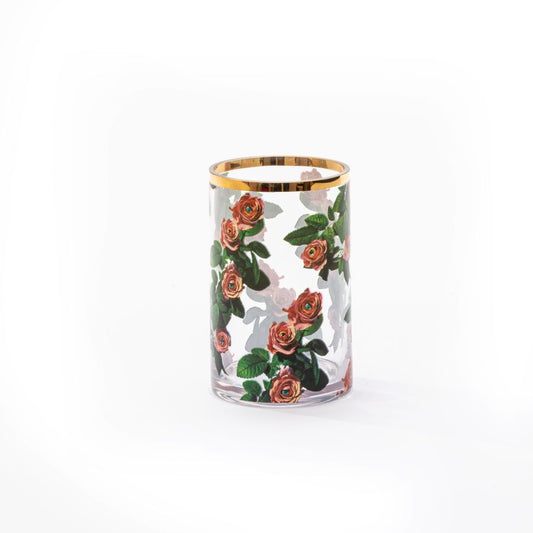 small Cylindrical Glass Vase Roses by Seletti