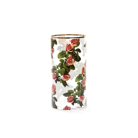 medium Cylindrical Glass Vase Roses by Seletti