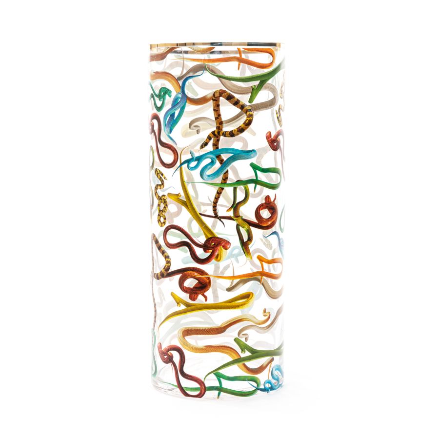 Big Cylindrical Glass Vase Snakes by Seletti