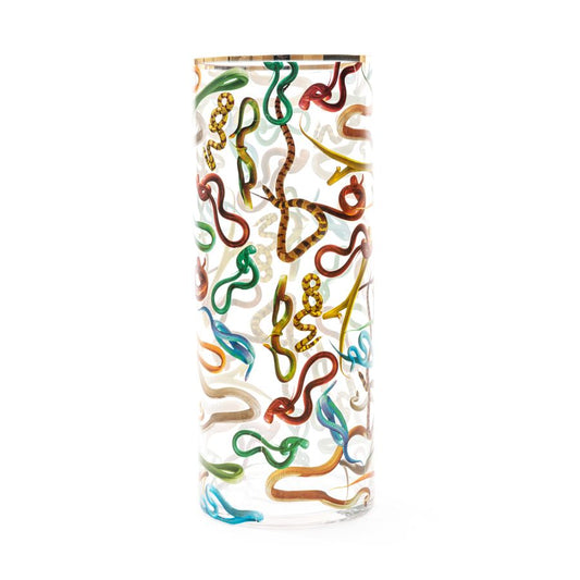 Big Cylindrical Glass Vase Snakes by Seletti