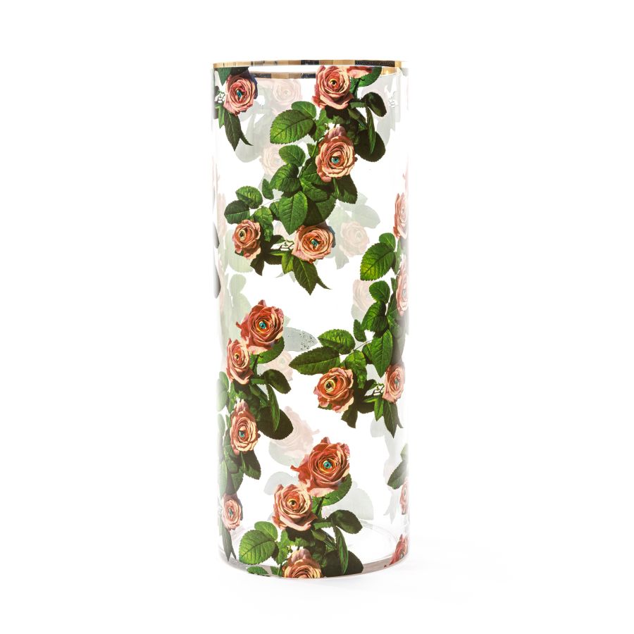 Big Cylindrical Glass Vase Roses by Seletti