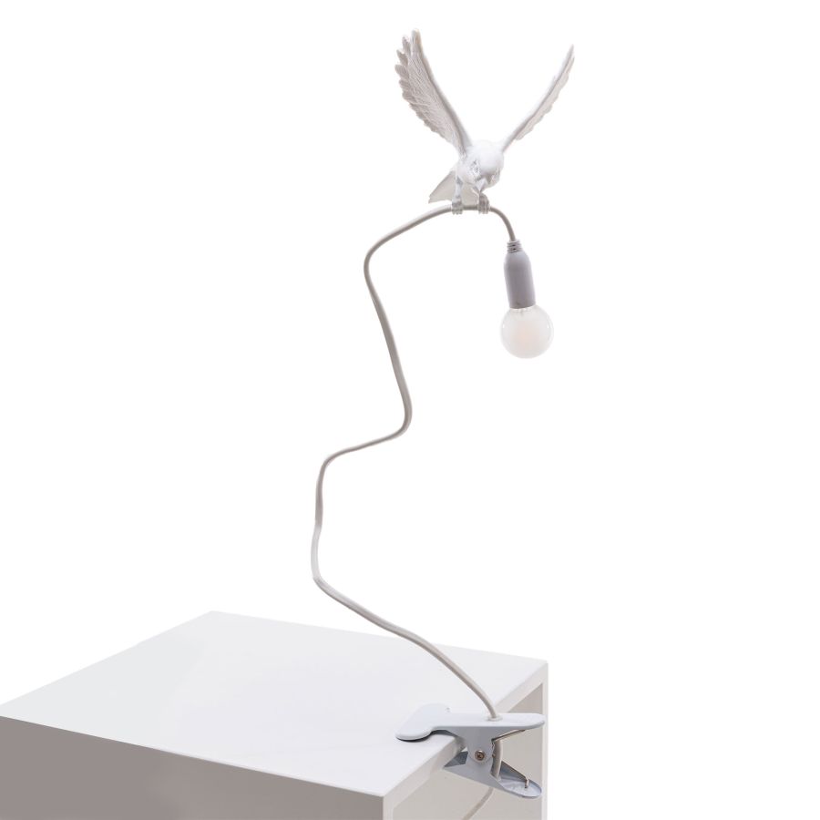 Resin Table Lamp with Clamp Sparrow Lamp Landing by Seletti #White