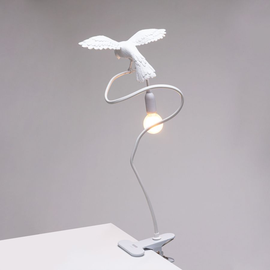 Resin Table Lamp with Clamp Sparrow Lamp Cruising by Seletti #White