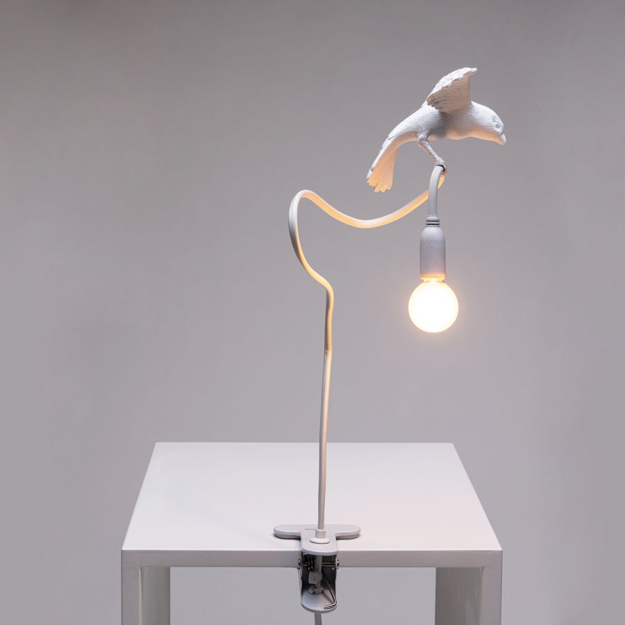 Resin Table Lamp with Clamp Sparrow Lamp Cruising by Seletti #White