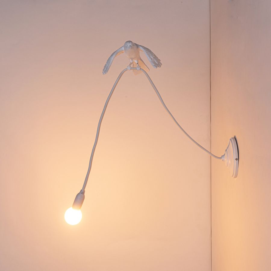 Resin Wall Lamp Sparrow Lamp Taking off by Seletti #White