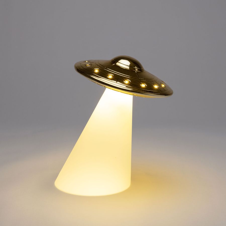 LED Resin Dimmable Table Lamp Roswell Lamp by Seletti #White & Gold