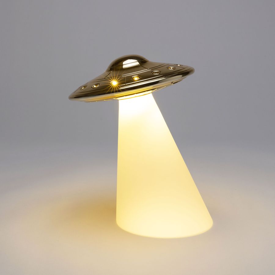 LED Resin Dimmable Table Lamp Roswell Lamp by Seletti #White & Gold