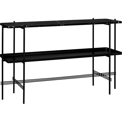 TS Console Table H72 cm w. 2 Shelves Black/ Black Marquina Marble