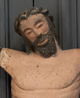 15th Century Popular Art Christ in Carved Wood with Polychromy-QKG-1732709