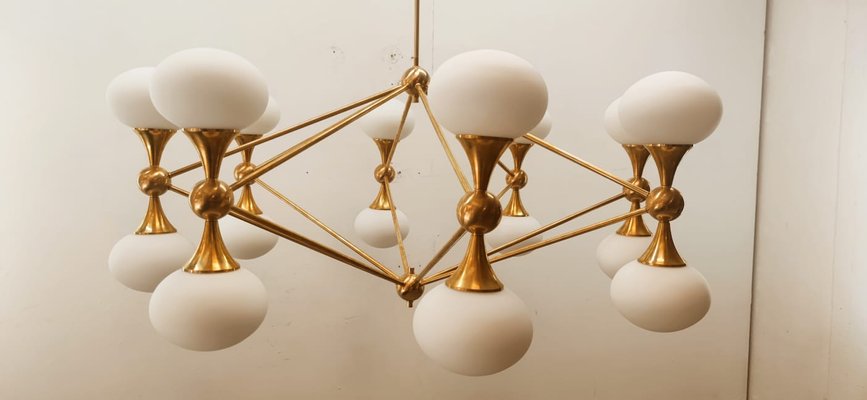 16 Light Brass Sputnik Chandelier with Oval Globes-QLH-1326265