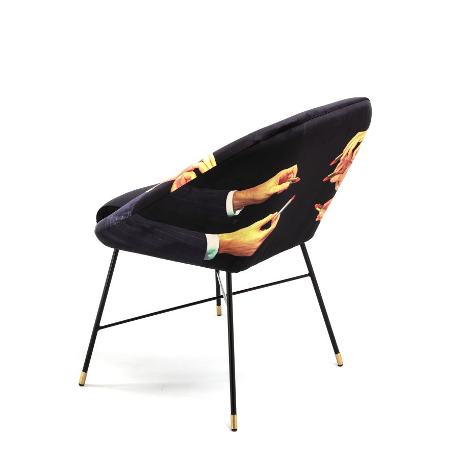 Fabric Fully Upholseted Padded Chair Lipsticks by Seletti #Black