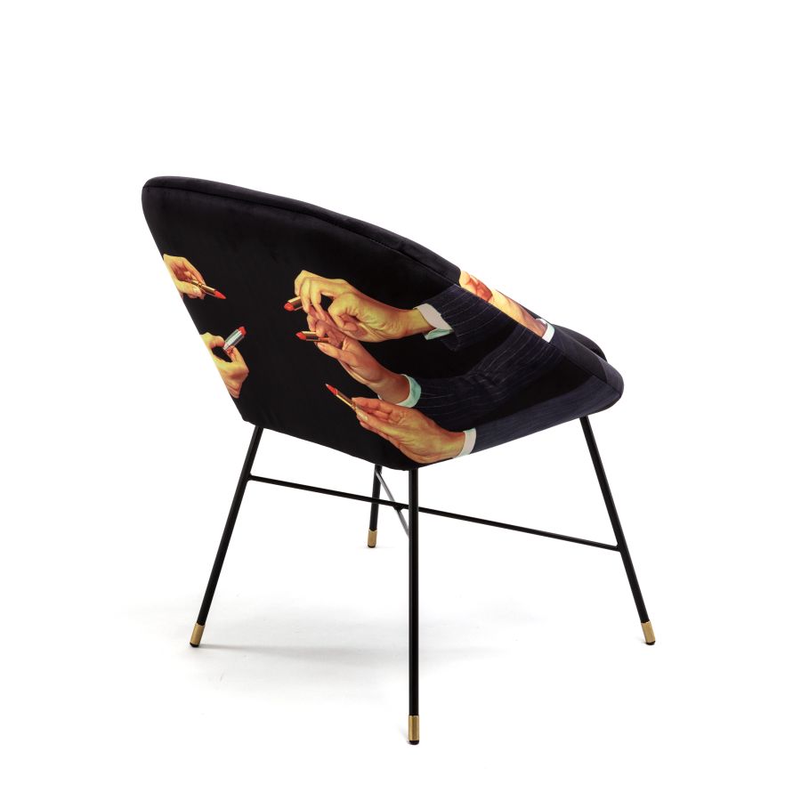 Fabric Fully Upholseted Padded Chair Lipsticks by Seletti #Black