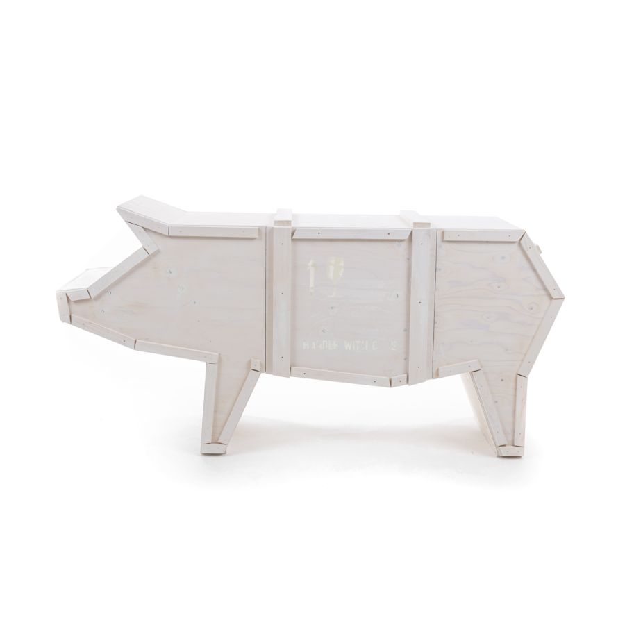 Wooden sideboard with doors  Sending Pig by Seletti