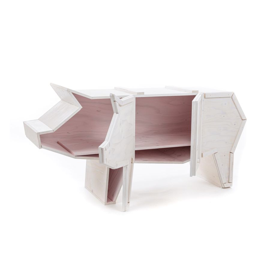 Wooden sideboard with doors  Sending Pig by Seletti