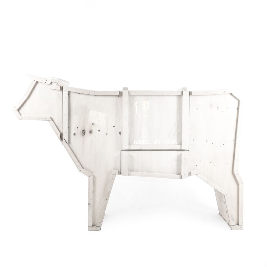 Wooden highboard with doors Sending Cow by Seletti