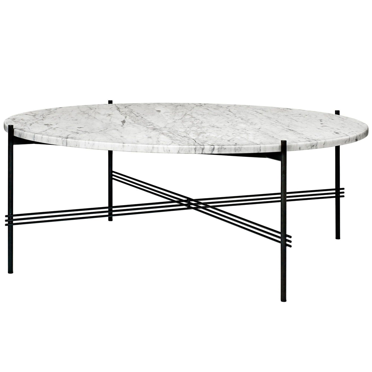 TS Coffee Table Round Ø105 Black/ Gray Emperador Marble