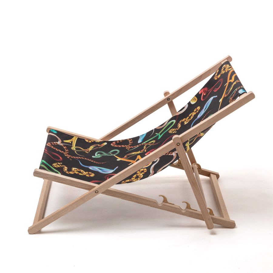 beech wood Deck Chair Snakes by Seletti