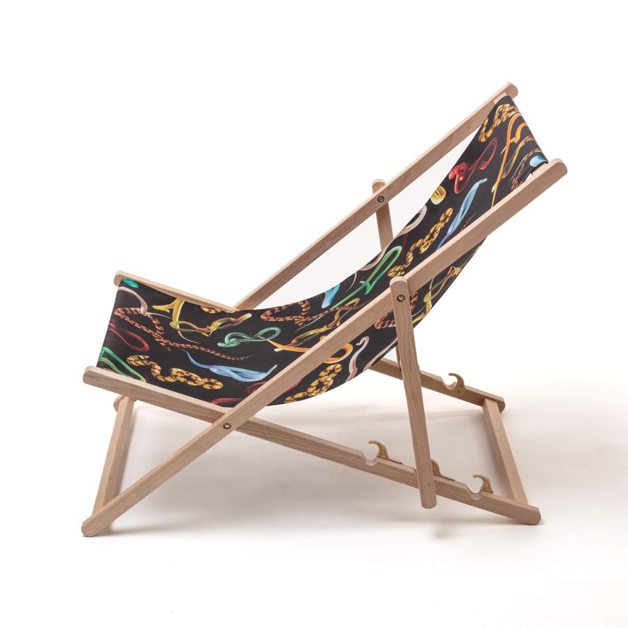 beech wood Deck Chair Snakes by Seletti