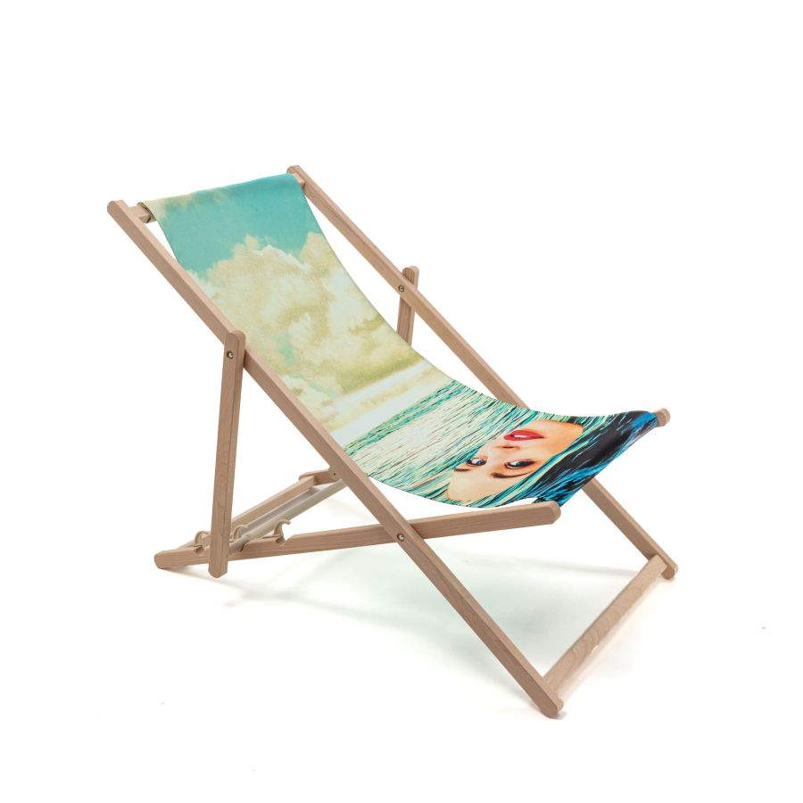 beech wood Deck Chair Girl in the Sea by Seletti