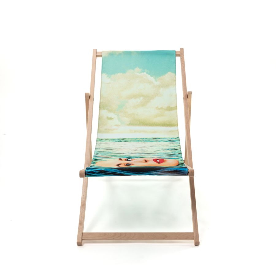 beech wood Deck Chair Girl in the Sea by Seletti