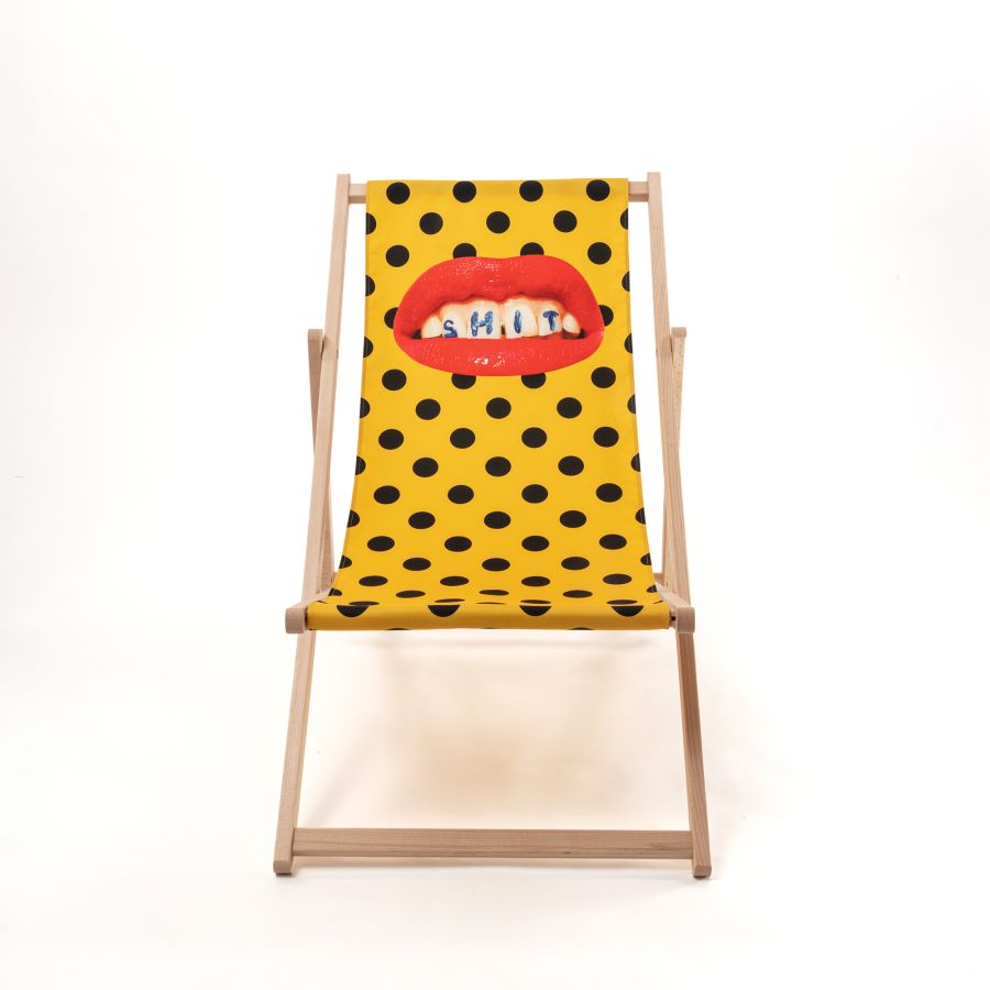 beech wood Deck Chair Shit by Seletti