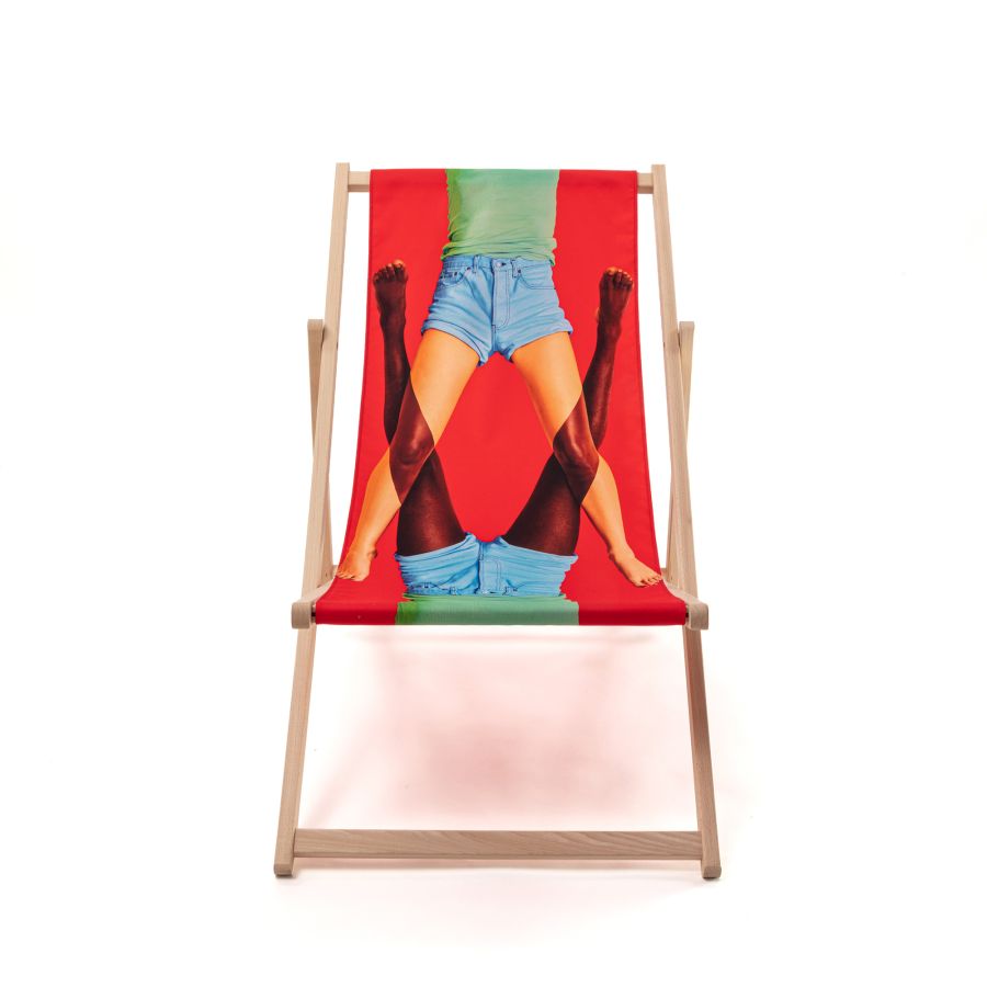 beech wood Deck Chair Scissors by Seletti