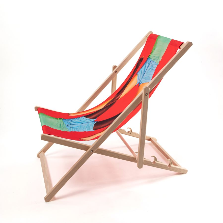 beech wood Deck Chair Scissors by Seletti