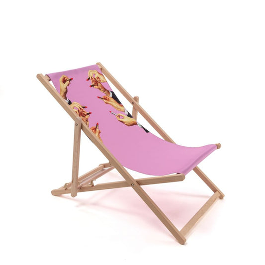 beech wood Deck Chair Lipstick by Seletti #Pink