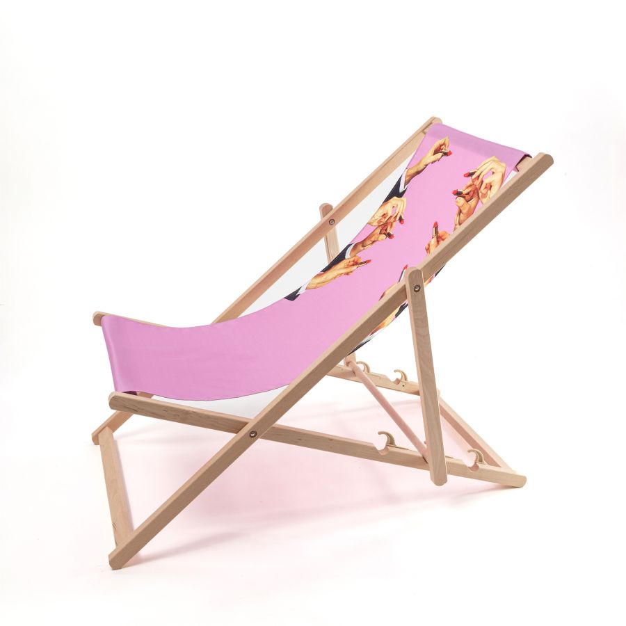 beech wood Deck Chair Lipstick by Seletti #Pink