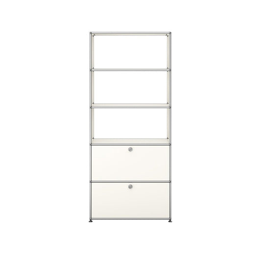 1x5 Modular Metal Shelving System with 2 bottom doors & 3-3-3 pannels [W750XD350XH(350+350+350+350+350)] by Usm #Pure White [RAL 9010]