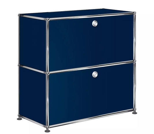 1x2 Modular Metal Sideboard with 2 doors [W750XD350XH(350+350)] by Usm #Steel Blue [RAL 5011]