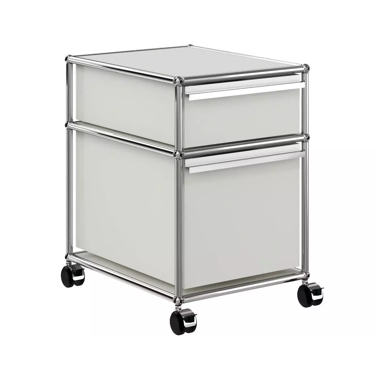 1x2 Container with wheels & 2 drawers [W395XD500xH(350+175)] by Usm #Light Gray [RAL 7035]