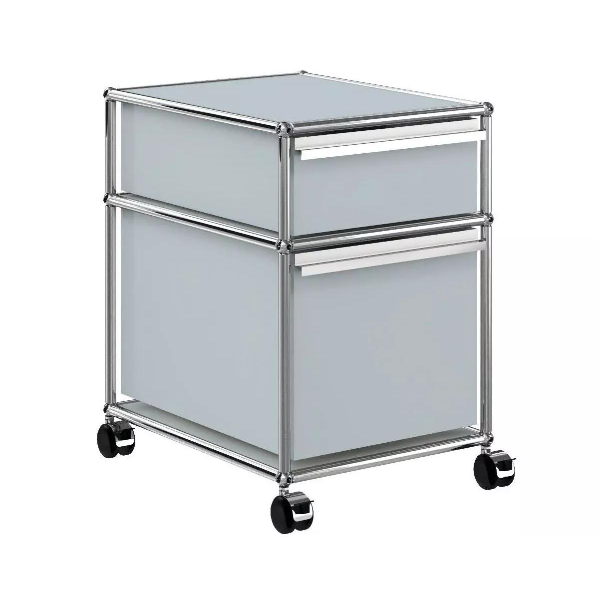 1x2 Container with wheels & 2 drawers [W395XD500xH(350+175)] by Usm #USM Matte Silver