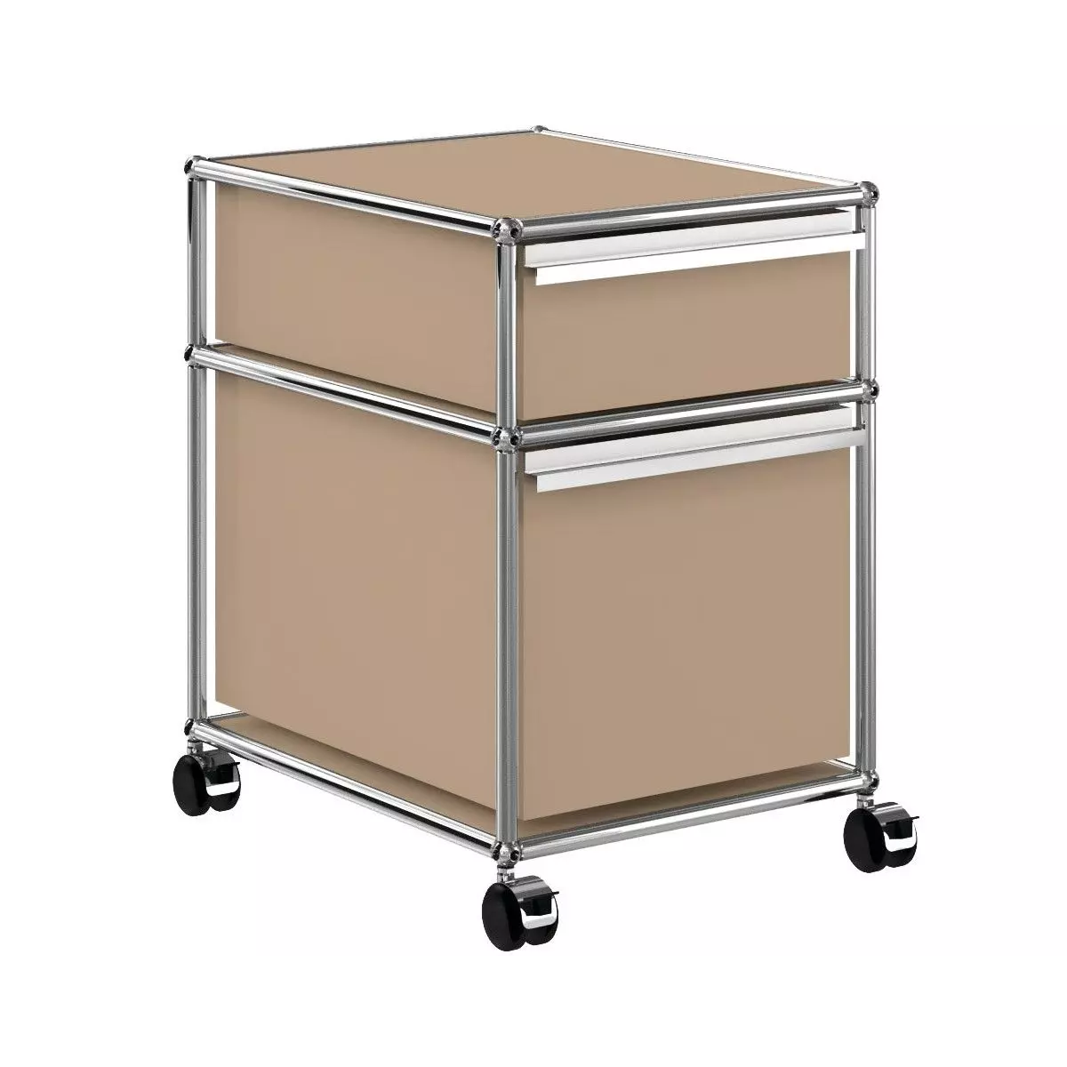 1x2 Container with wheels & 2 drawers [W395XD500xH(350+175)] by Usm #USM Beige