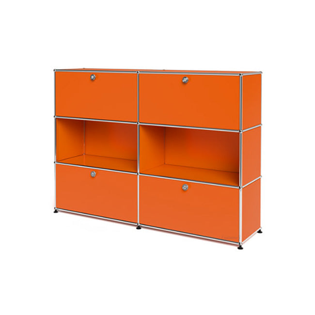 2x3 Modular Metal Highboard with 2-2 top bottom doors [W(750+750)XD350XH(350+350+350)] by Usm #Pure Orange [RAL 2004]