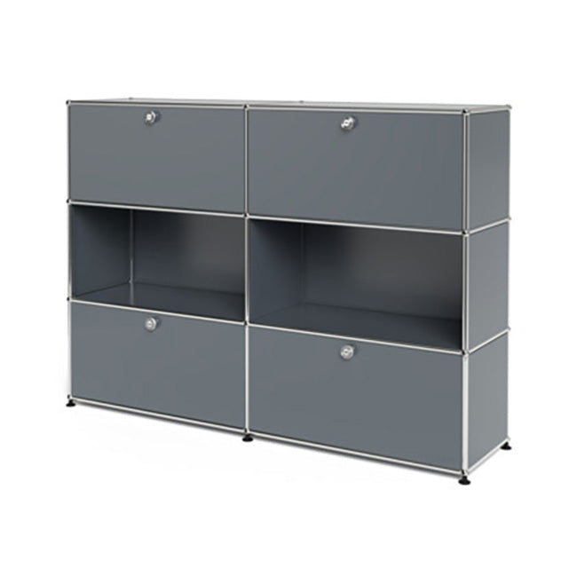 2x3 Modular Metal Highboard with 2-2 top bottom doors [W(750+750)XD350XH(350+350+350)] by Usm #USM Mid-Gray