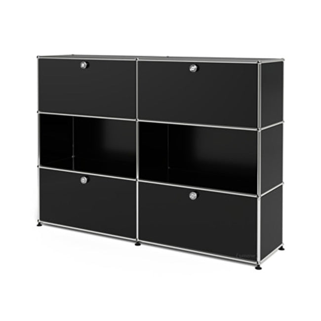 2x3 Modular Metal Highboard with 2-2 top bottom doors [W(750+750)XD350XH(350+350+350)] by Usm #Graphite Black [RAL 9011]