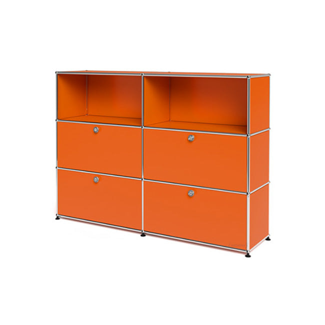 2x3 Modular Metal Highboard with 4 bottom doors [W(750+750)XD350XH(350+350+350)] by Usm #Pure Orange [RAL 2004]