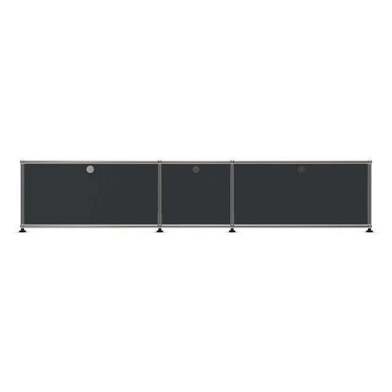 3x1 Modular Metal Sideboard with 3 doors [W(750+395+750)XD350XH350] by Usm #Anthracite [RAL 7016]