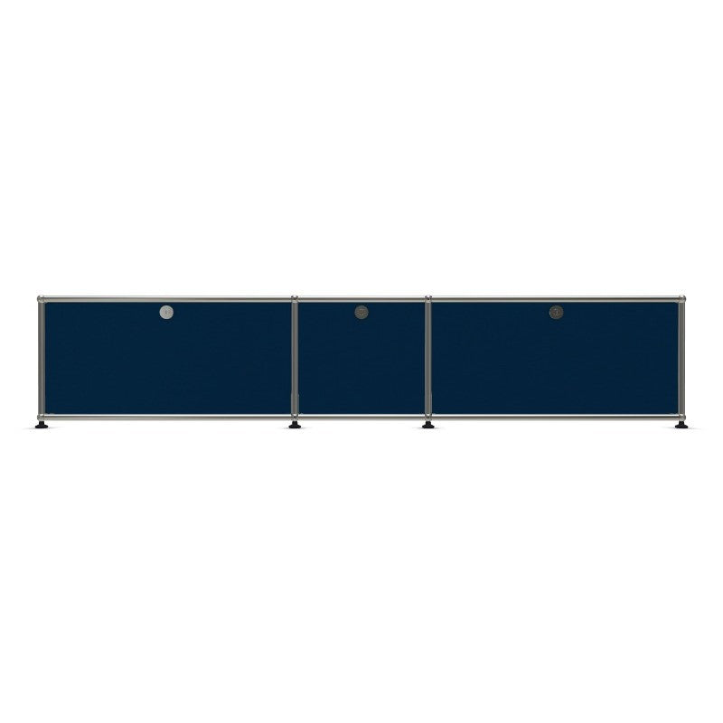 3x1 Modular Metal Sideboard with 3 doors [W(750+395+750)XD350XH350] by Usm #Steel Blue [RAL 5011]