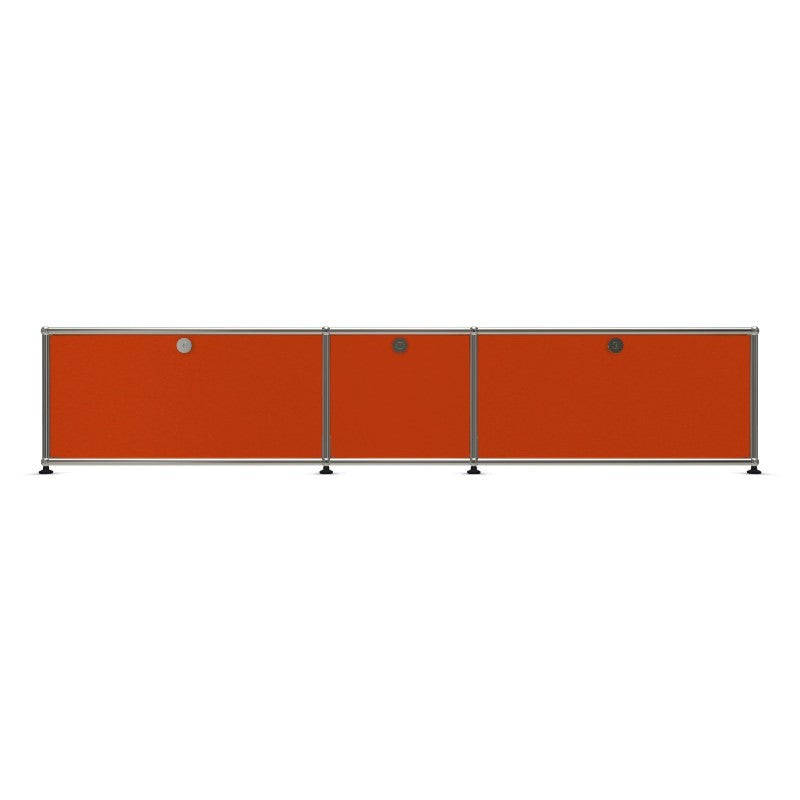 3x1 Modular Metal Sideboard with 3 doors [W(750+395+750)XD350XH350] by Usm #Pure Orange [RAL 2004]