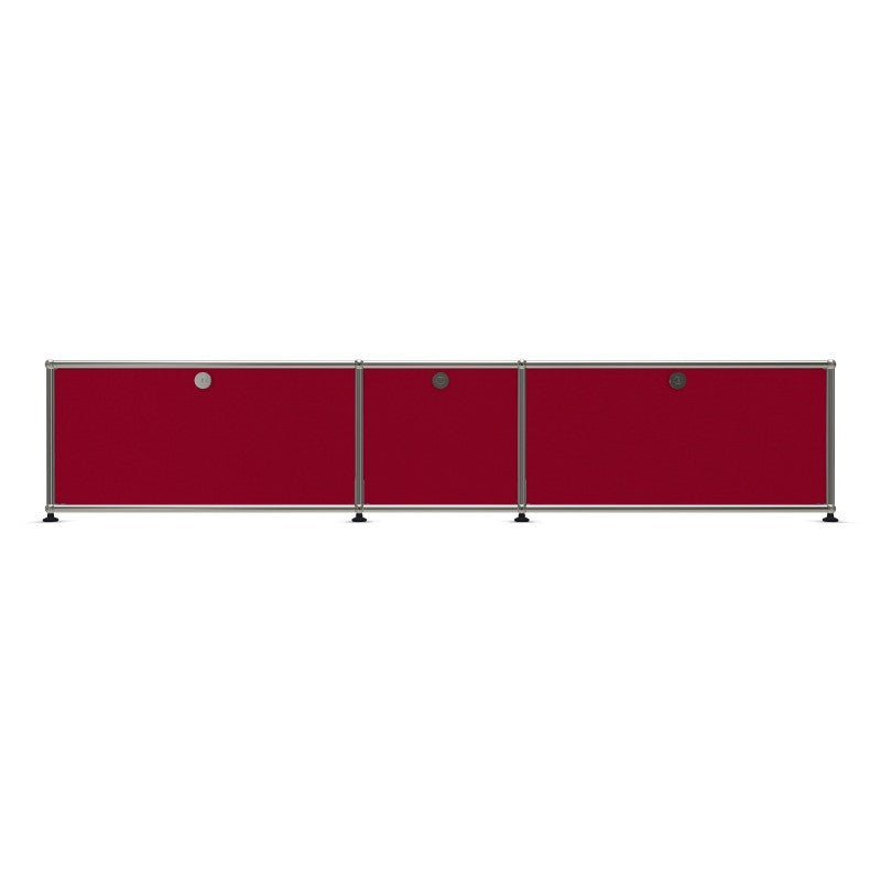 3x1 Modular Metal Sideboard with 3 doors [W(750+395+750)XD350XH350] by Usm #USM Ruby Red